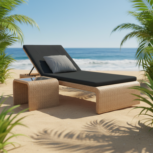 Chaise longue de <span class=keywords><strong>jardin</strong></span> en bois, mobilier d'extérieur en rotin, lit de soleil pour piscine, chaises longues en teck pour l'extérieur, lit de repos pour patio - Product Image 1