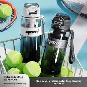 New 800ml Double <b>Drink</b> Plastic Water Bottle Summer Handle Portable Straw Cup for Outdoor Cycling Sports Coated Style <b>Hot</b> Thermal - Product Image 3