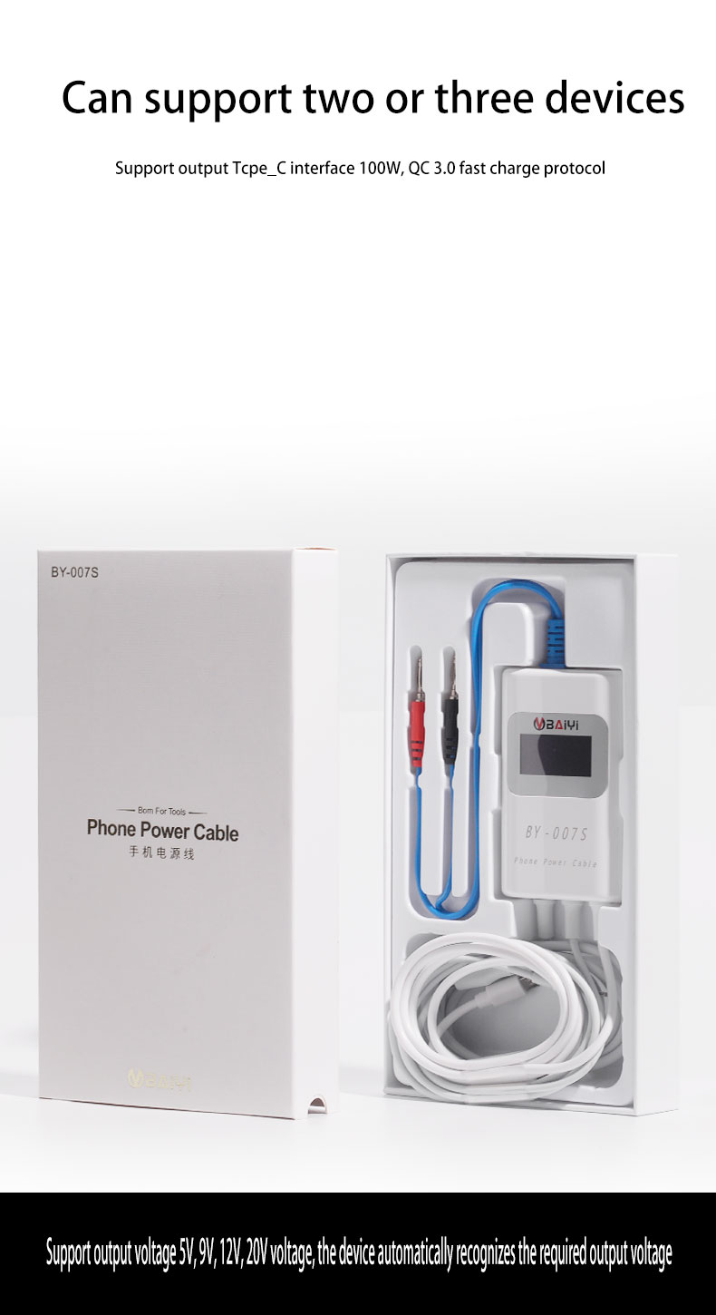 BY-007S Smart Charging Detection Line Cable Support Multiple Fast-charging Protocols TypeC Lightning Micro USB Three Device Tool