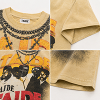 T-shirt Boxy Oversize TaiDe Personnalisé 280GSM Effet Délavé Imprimé Graphique Épaules Tombantes OEM ODM Haute Qualité Usine de Vêtements Homme