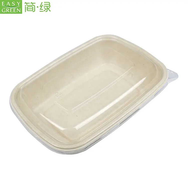 Easy Green Biodegradable Disposable Rectangle 1000ml Bagasse Pulp Food Packaging Lunch Box