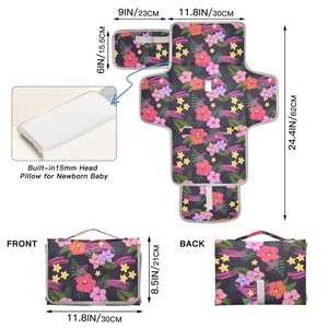 Best Selling Custom Hawaiian Tropical Flower Waterproof Diaper Changing <b>Mat</b> Baby Portable Foldable <b>Nappy</b> Changing Pad Bag - Product Image 4