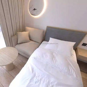 Muebles de Dormitorio Modernos Minimalistas para Habitación Doble de Hotel 3 Estrellas al por Mayor: Juego de Cama de Madera, Sofá, Armario y Mesita de Noche para Apartamento - Product Image 1