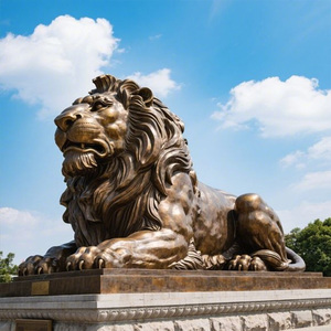 Tùy chỉnh lớn đồng sư tử tác phẩm điêu khắc cổ phong cách hiện đại Die-cast đá sư tử tượng cho vườn hoặc cửa trước trang trí - Product Image 3