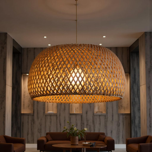 Minimalist <strong>Boho</strong> Rattan Pendant <strong>Light</strong> Handmade Woven Bamboo <strong>Ceiling</strong> Chandelier Eco-Friendly Modern Lighting for Home Decoration - Product Image 1