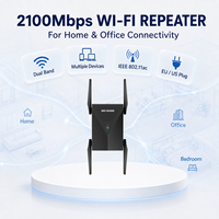 Répéteur WiFi double bande 2100 Mbps, extension de portée, amplificateur de réseau sans fil longue portée pour la maison, l'appartement, vente en gros