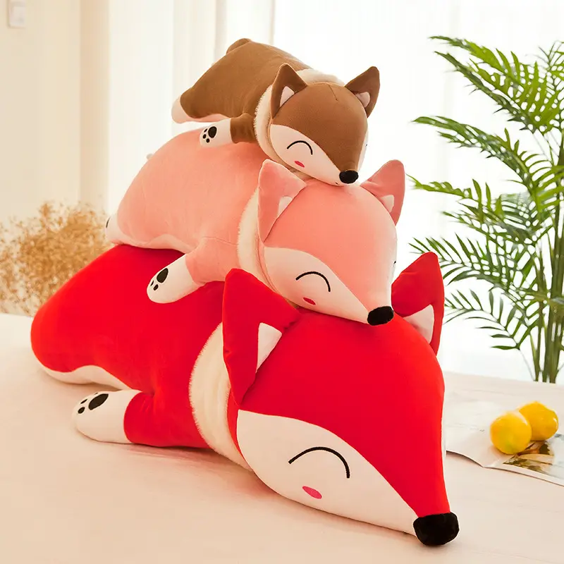 Großhandel niedliche Karikatur Tierfuchs gefüllte Puppe weich Kawaii Fox Plüsch-Spielzeug Sofa Dekor Kissen Geschenke für Mädchen und Kinder Unisex