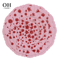 Assiette Plate de Luxe Rose en Porcelaine Fine Écologique pour la Maison et les Mariages, Motif Personnalisable, Assiette de Présentation