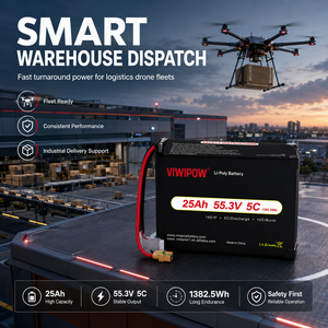 Batterie de drone rechargeable Li-ion VIWIPOW 25Ah 55.3V semi-solide à haute densité énergétique, batterie de drone haute performance - Product Image 3