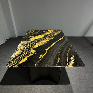 <span class=keywords><strong>Mesa</strong></span> de Centro Moderna de Lujo <span class=keywords><strong>para</strong></span> Comedor, Sala de Estar, con Base Negra Arqueada y Mármol <span class=keywords><strong>Dorado</strong></span>, Muebles al por Mayor Personalizados - Product Image 6