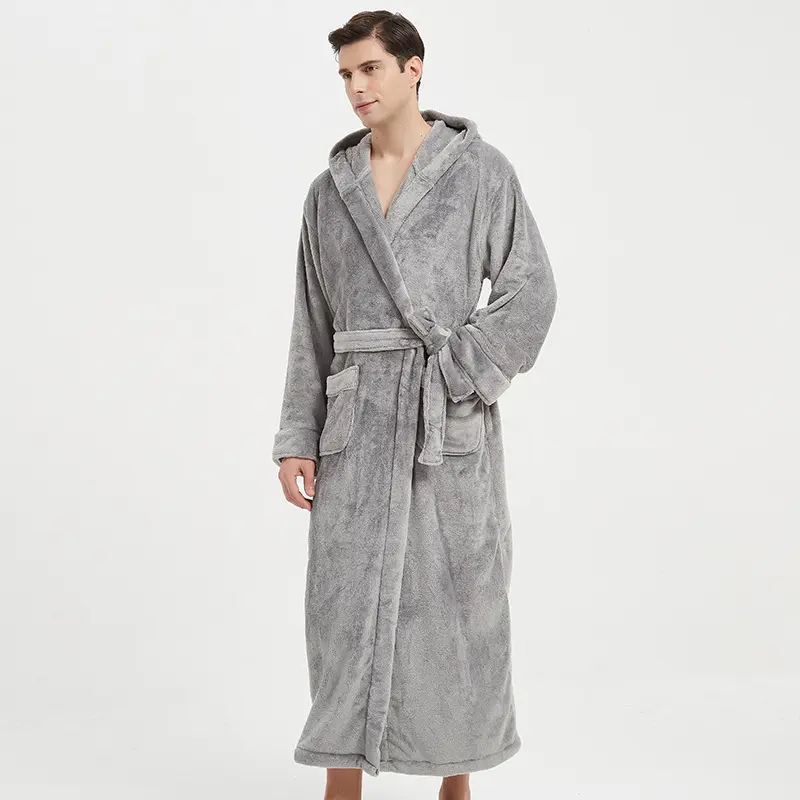 Robes en tissu éponge à capuche femmes peignoir polaire peignoir Robe 2021 femmes hommes vêtements de nuit 100% coton hôtel peignoir avec capuche