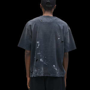 <span class=keywords><strong>Camiseta</strong></span> Personalizada para <span class=keywords><strong>Hombre</strong></span>, Holgada, de <span class=keywords><strong>Manga</strong></span> <span class=keywords><strong>Corta</strong></span>, 100% Algodón, Gruesa, Retro, Lavada al Ácido, <span class=keywords><strong>con</strong></span> Diseño de Salpicaduras de Tinta - Product Image 3