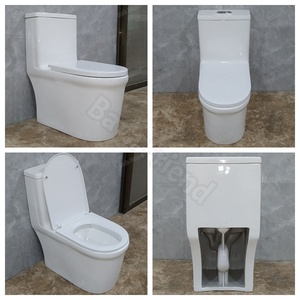 WC in Ceramica Monoblocco Allungato con Scarico Sifonico a Doppio Flusso ad Alta Efficienza per Progetti Alberghieri, S-trap 300/400mm, Vendita all'Ingrosso - Product Image 1