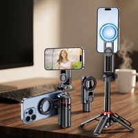 Mini trépied magnétique F08 en alliage d'aluminium anti-tremblement pour selfie - Gadget photo portable