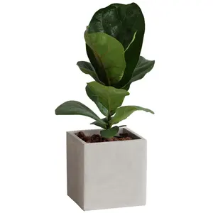 Simple style square cement garden flower pot with saucer for indoor outdoor decor