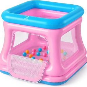 Piscina de Pelotas Inflable QPAU para Niños, Equipo de Juego Interior de PVC Suave con Ventanas de Malla y Pelotas, para 5-10 Usuarios - Product Image 3