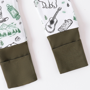 Set personalizzato con doppia cerniera per bambini pagliaccetto in fibra di bambù traspirante a manica lunga stile Casual pigiama abbigliamento da giorno per ragazzi e ragazze - Product Image 5