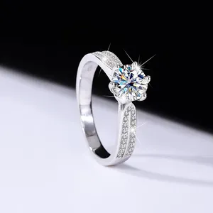 Anello di Lusso Mushan in Argento S925 con Moissanite, Modello Star <span class=keywords><strong>Queen</strong></span>, Anello in Argento Puro con Sei Punte di Diamanti per Donne - Product Image 5