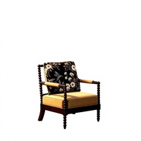 Fauteuil de loisirs individuel vintage de style français, dossier floral rétro, pieds en bois massif, sac amovible, couleur personnalisable, pour salon