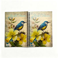 Carnet à spirale double fil personnalisé 205x140mm, motif floral, ligné, pour étudiants, vente en gros de papeterie