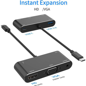 Tuti Bán Buôn 5 Trong 1 USB Hub Với HDTV <span class=keywords><strong>VGA</strong></span> USB3.0 Pd 3.5 Âm Thanh AV Chuyển Đổi Docking Station Cho Máy Tính Màn Hình Loa Máy Ảnh - Product Image 4