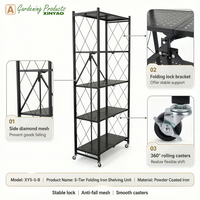 Étagère pliable robuste moderne à 5 niveaux avec roulettes pour la maison, la cuisine, le salon, le bureau, la vente en gros, l'usine, OEM, ODM