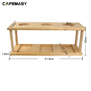 Support à café en bambou pour filtre à café à dégoulinement avec trois trous, support de filtre à café compatible avec <span class=keywords><strong>V60</strong></span> - Product Image 4