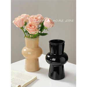 Jarrón de Vidrio Estilo Campestre Francés Meran Home Life, Decoración Hidropónica Negra para Sala de Estar y Mesa de Comedor - Product Image 5