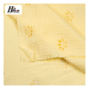 Tissu en coton 100% brodé, tissu en crêpe de coton <span class=keywords><strong>double</strong></span> face, doux, prix bas, pour vêtements de bébé - Product Image 2