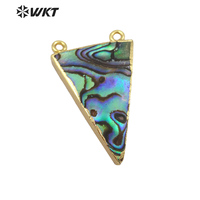 Pendentif Triangle en forme d'ormeau, pendentif en forme d'ormeau à la mode, bijoux pour femmes, garniture en or, double boucle, pendentif en coquillage, vente en gros, WT-P641