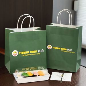 ถุงกระดาษคราฟท์แบบกำหนดเอง เป็นมิตรกับสิ่งแวดล้อม ย่อยสลายได้ สำหรับร้านอาหาร บรรจุอาหารกลับบ้าน - Product Image 5
