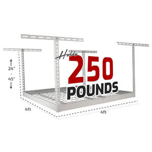 Étagère de <span class=keywords><strong>plafond</strong></span> réglable de taille moyenne blanche JH-Mech 4*4, étagère de <span class=keywords><strong>rangement</strong></span> en hauteur avec 2 crochets gratuits pour le <span class=keywords><strong>rangement</strong></span> et l'organisation du <span class=keywords><strong>garage</strong></span> - Product Image 3