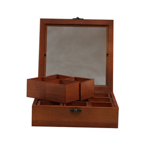 Caixa de Especiarias Masala DabbaLock, Suporte de Madeira para Especiarias, Caixa Utilitária, Caixa de Especiarias Quadrada Feita à Mão - Product Image 4