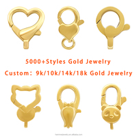 Fermoir à ressort en or massif 18 carats KZ009G en forme de cœur, fermoir mousqueton, connecteur de bijoux, vente en gros