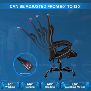 <span class=keywords><strong>Chaise</strong></span> de bureau en similicuir à <span class=keywords><strong>dossier</strong></span> <span class=keywords><strong>haut</strong></span> pivotant noire <span class=keywords><strong>Chaise</strong></span> de jeu Pc Stuhl ergonomique avec soutien lombaire - Product Image 4