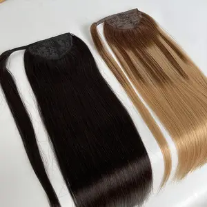 Findvirghair coda di cavallo naturale dei capelli umani con estensione delle clip 100g parrucca piena della coda di cavallo capelli brasiliani avvolgenti marrone nero