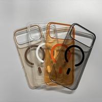 Coque de téléphone transparente électromagnétique Crystal Orange - Modèle PC antichoc (compatible avec iPhone 17 Pro/Pro Max)