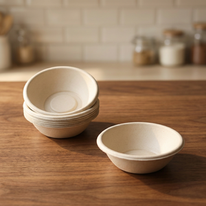 Bol jetable rond en bagasse naturelle de 500 ml, en pulpe de canne à sucre, récipient alimentaire compostable pour repas de restaurant - Product Image 4