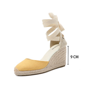 Sandalias de Plataforma con Cordones y Cinta, de 9 cm de Tacón Alto, para Mujer, Transpirables, de Primavera/Verano, Hechas a Mano con Suela de <span class=keywords><strong>Yute</strong></span> - Product Image 2