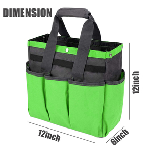Waterproof Factory <b>Garden</b> <b>Tool</b> <b>Bag</b> 8 Pockets Green Gardening Tote <b>Bag</b> Adjustable Strap Zipper Closure High-Capacity Outdoor - Product Image 5