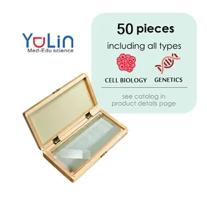 50 Pieces Human Cell Biology and Genetics Prepared Microscope Slides Set School And Medical Study