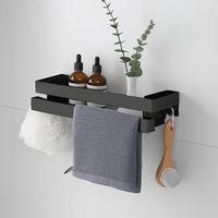 Étagère d'angle de douche transparente Plantex avec crochets muraux, support pour brosses à dents, chariot de rangement de salle de bain, design mignon