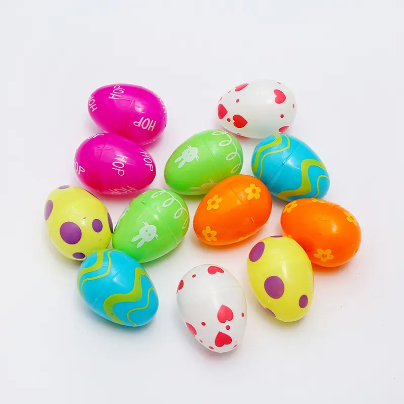 Huevo de Pascua rellenable de colores surtidos con bisagra, huevo sorpresa de plástico de colores brillantes, caza de huevos de Pascua, Halloween, Navidad, suministro a granel