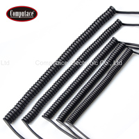 Câble d'alimentation industriel spiralé noir massif Cu 8 conducteurs 3A 8x0,12mm, extensible jusqu'à 640mm, avec ressort rétractable pour applications électroniques