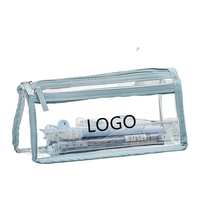 Étui à crayons transparent avec fermeture éclair pour la papeterie, sac de voyage en PVC transparent avec fermeture éclair, trousse de maquillage en PVC imperméable