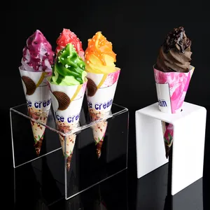 ODM OEM מותאם אישית פרספקס אקריליק מחזיק כוסות גלידה מעמד תצוגת קונוס מתלה