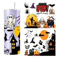 Gros Halloween 20oz UV DTF Wrap Gobelet Fantôme Imperméable Autocollant Transfert DIY Ornement pour Tasse Verre Décoration