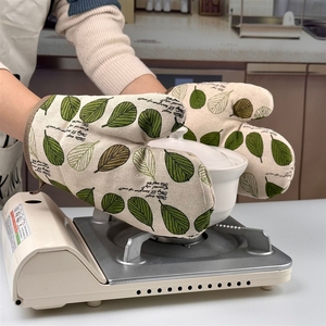 Gants de four en coton et lin épaissis résistants à la chaleur pour la cuisine, la pâtisserie, le micro-ondes et les outils de cuisson à haute température - Product Image 4