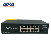Commutateur PoE géré par le Web Gigabit 6 ports 48V 10/100/1000 Mbps 2 liaisons montantes + 2 SFP 250m Commutateur pour caméra CCTV empilable QoS