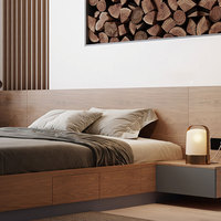 Ensemble de lit king-size en bois tatami japonais minimaliste moderne avec tiroir, cadre de lit double en MDF avec tête de lit